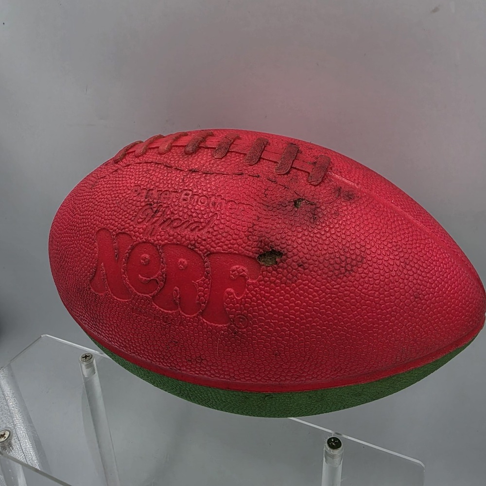 Vintage Parker Brothers Official NERF Football Pink Green Two Tone Foam As Is